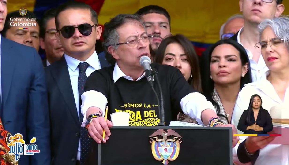 El Presidente Gustavo Petro durante su discurso. 