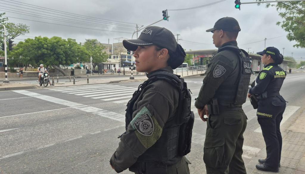 La Policía este sábado en las calles de Barranquilla. 