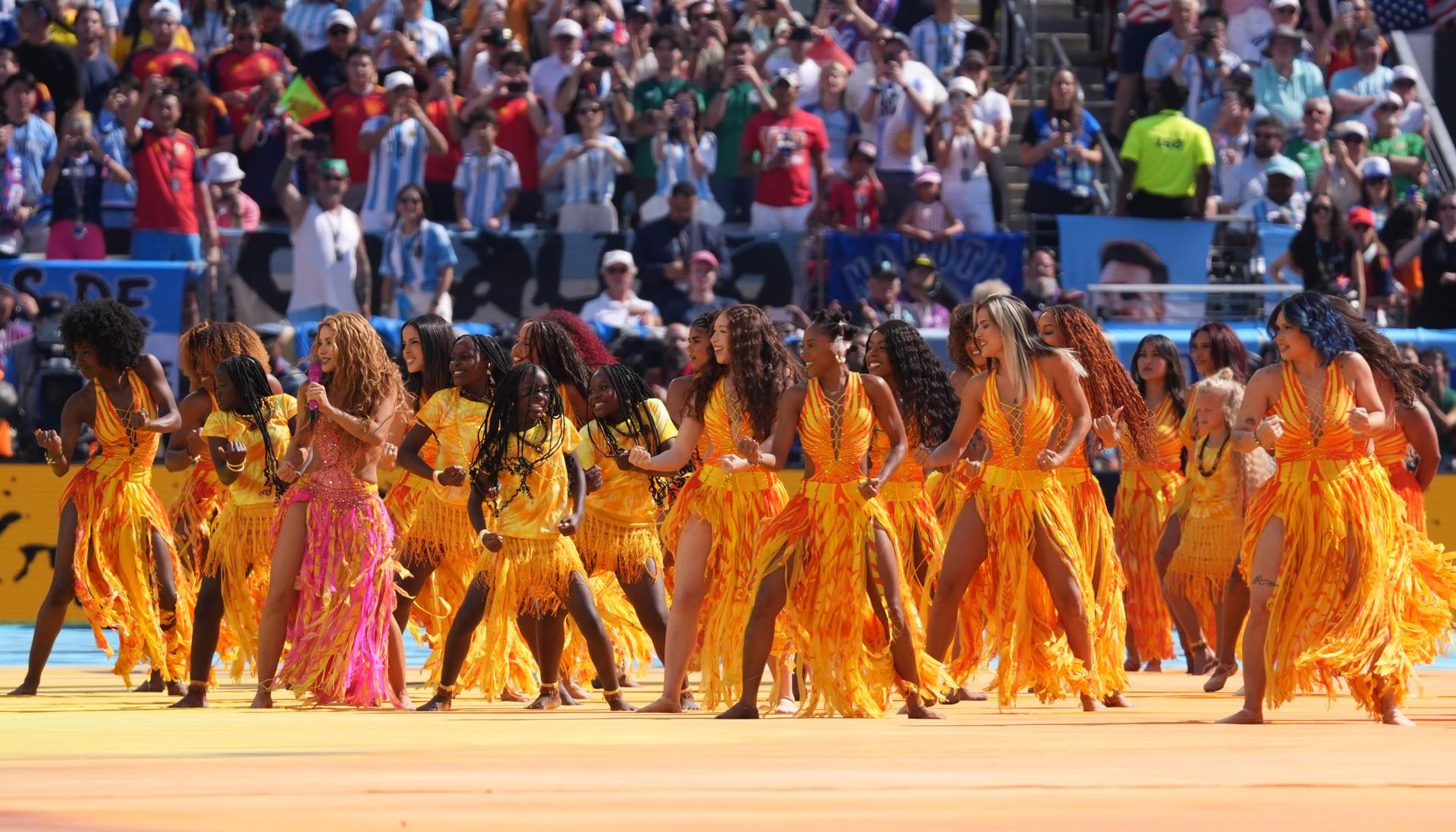 Shakira durante el show de medio tiempo de la final de la Copa del Mundo 2026