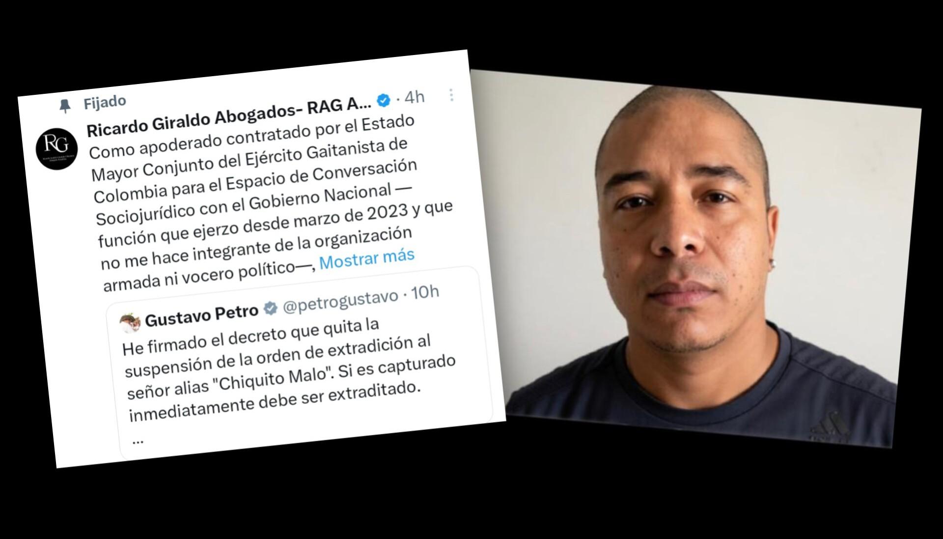 Trino del abogado Ricardo Giraldo y fotografía de 'Chiquito malo' 