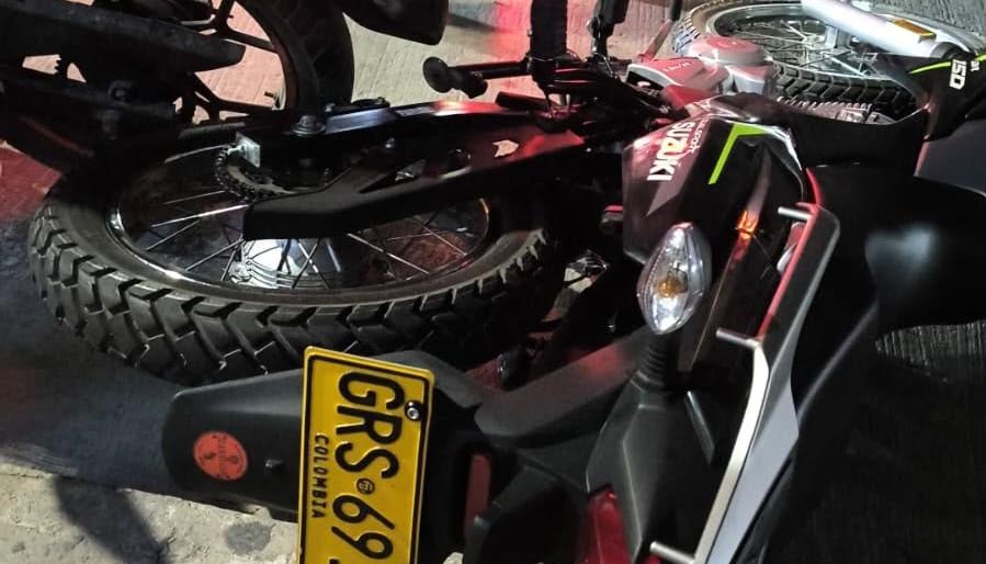 Motocicleta involucrada en el siniestro vial en Avenida Las Torres. 