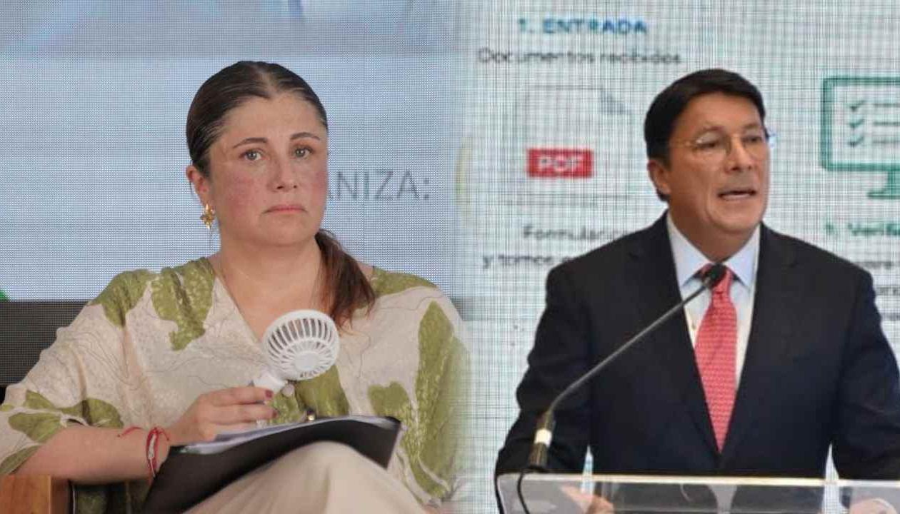 La defensora Iris Marín Ortiz y el registrador Hernán Penagos.