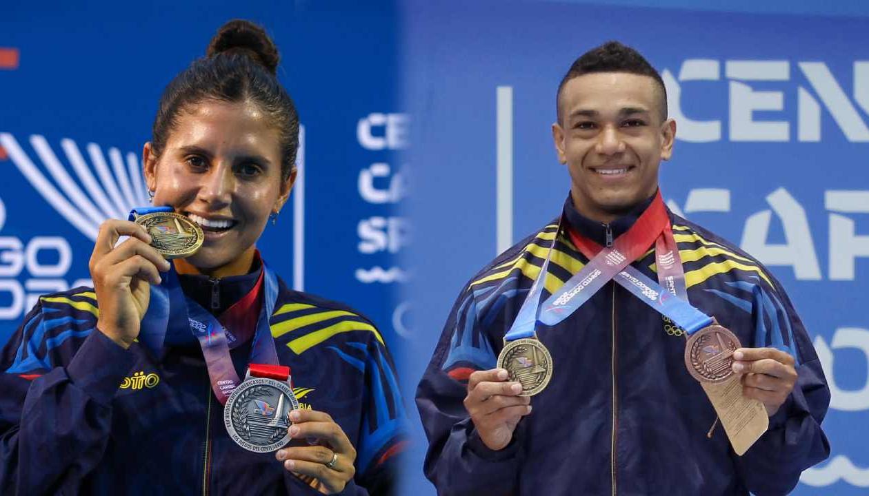 La tenista María Paulina Pérez y el pesista Duván Ferrer.