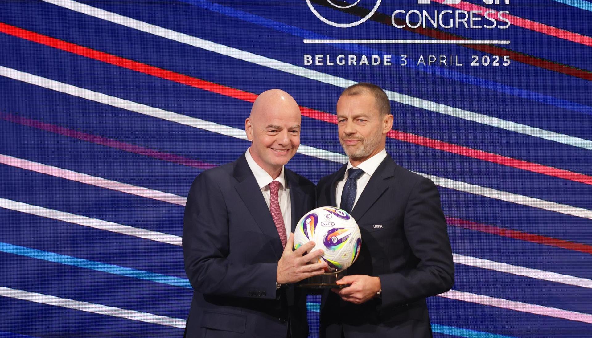 Los presidentes de FIFA, Gianni Infantino, y de UEFA, Aleksander Ceferin.
