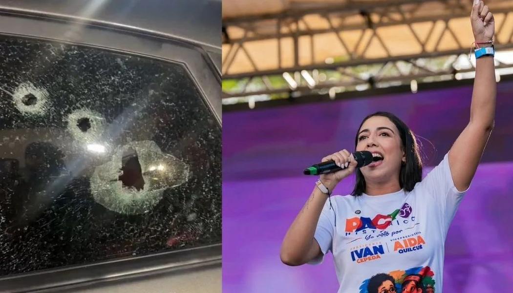 Las balas que impactaron el vehículo y la excandidata Naylea Barros.