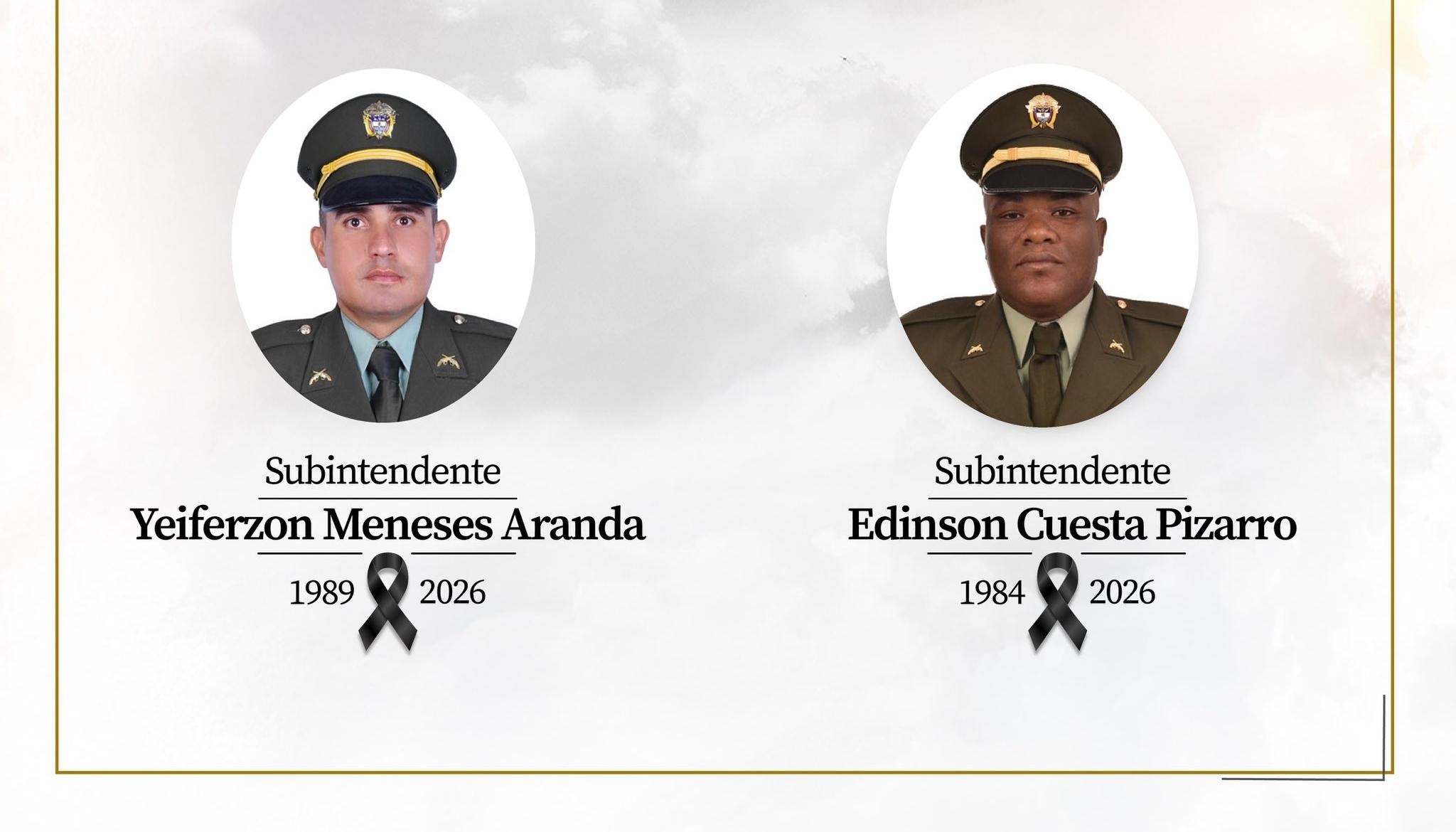 Los subintendentes Yeiferzon Meneses Aranda y Edinson Cuesta Pizarro.