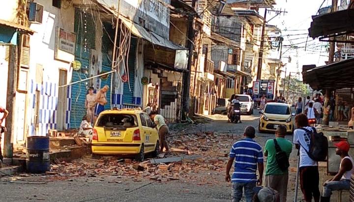 Una de las zonas afectadas en Buenaventura por el sismo.