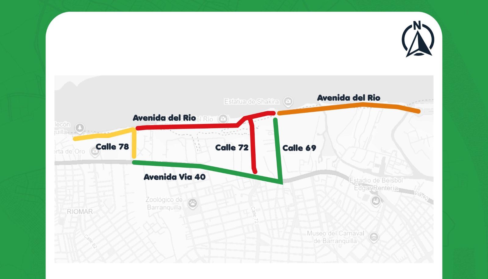 Rutas y desvíos por evento automovilístico. 