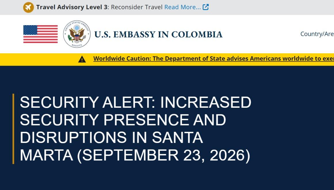 Alerta que emitió Estados Unidos. 
