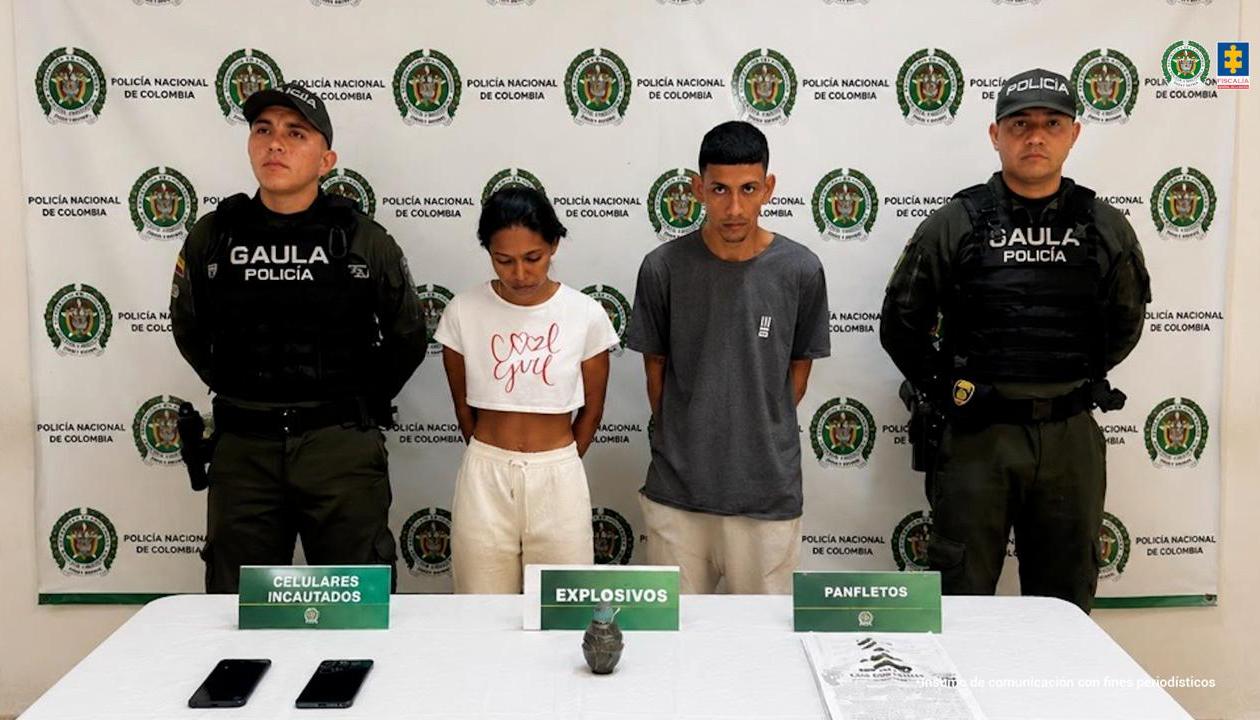 La pareja fue capturada por el Gaula de la Policía. 