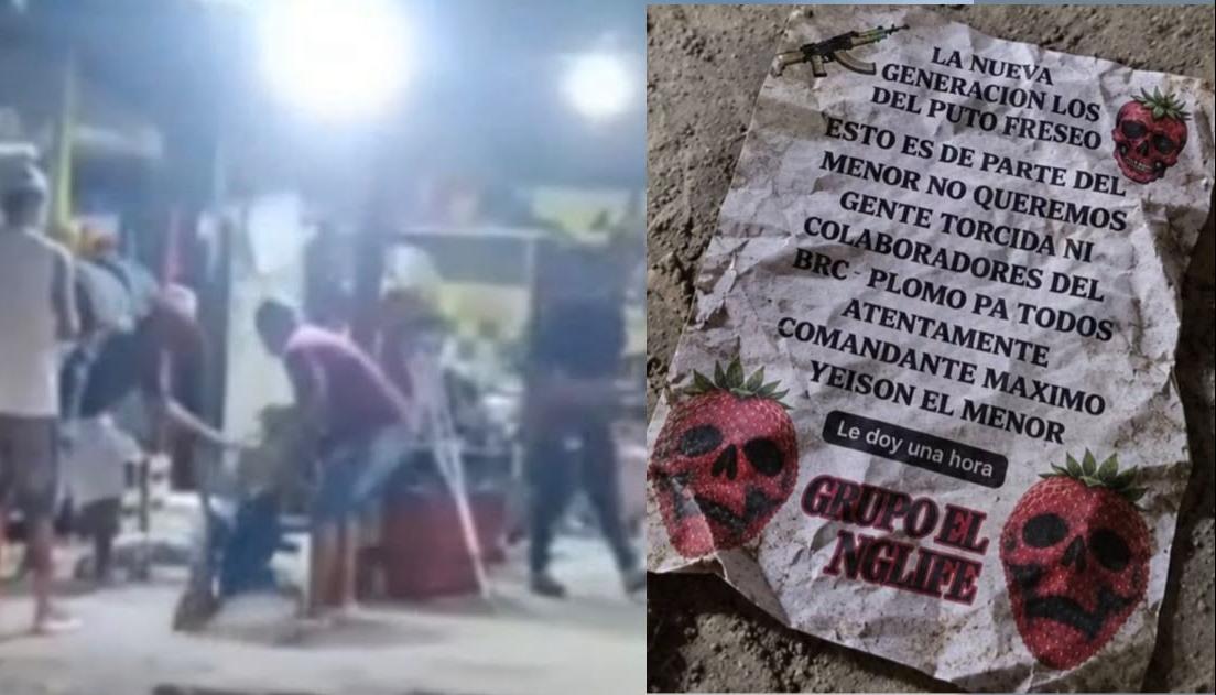 Ataque en el barrio Prado Soledad y el panfleto que le dejaron a la víctima.