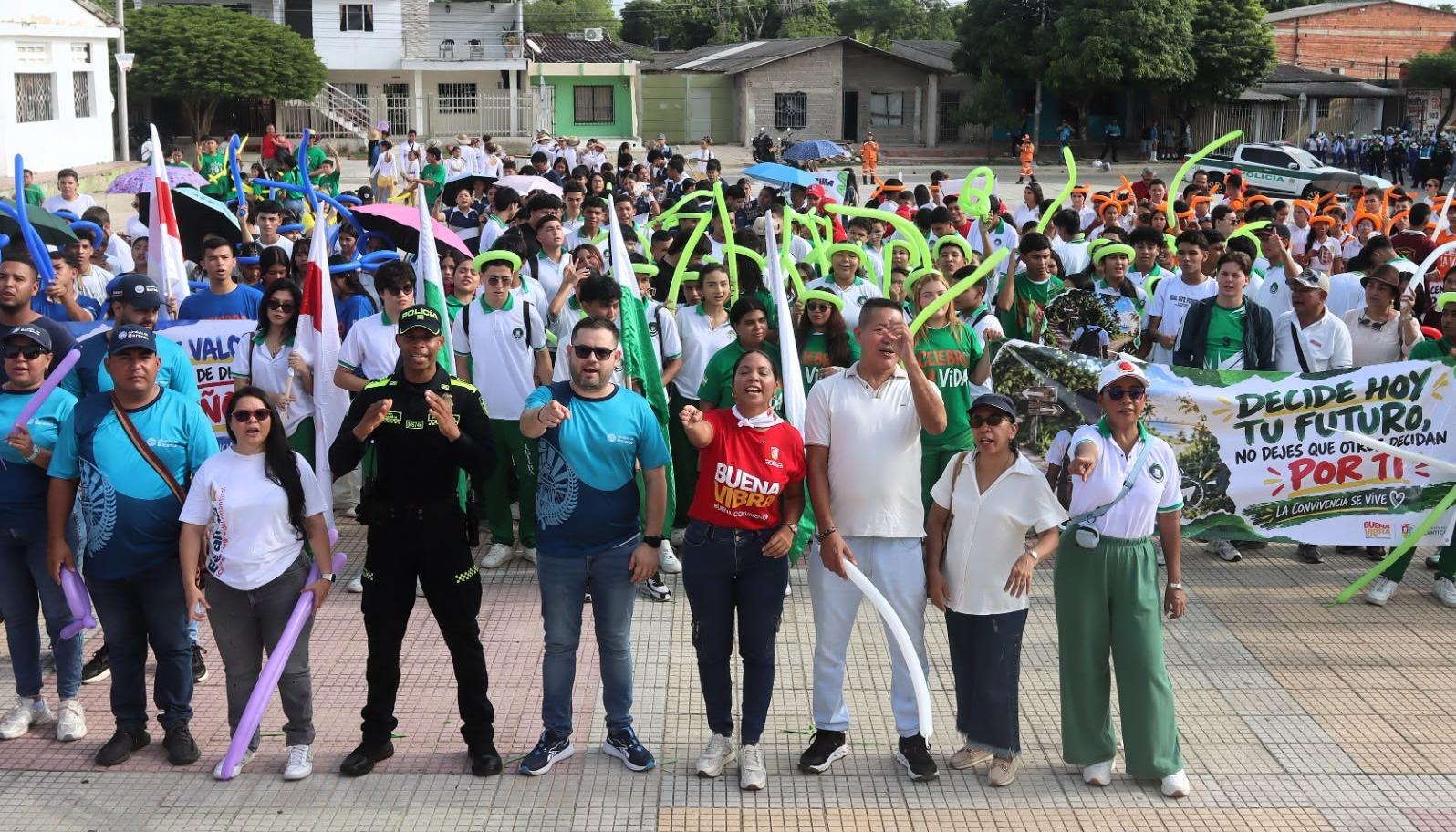 Los jóvenes marcharon en el municipio de Baranoa. 