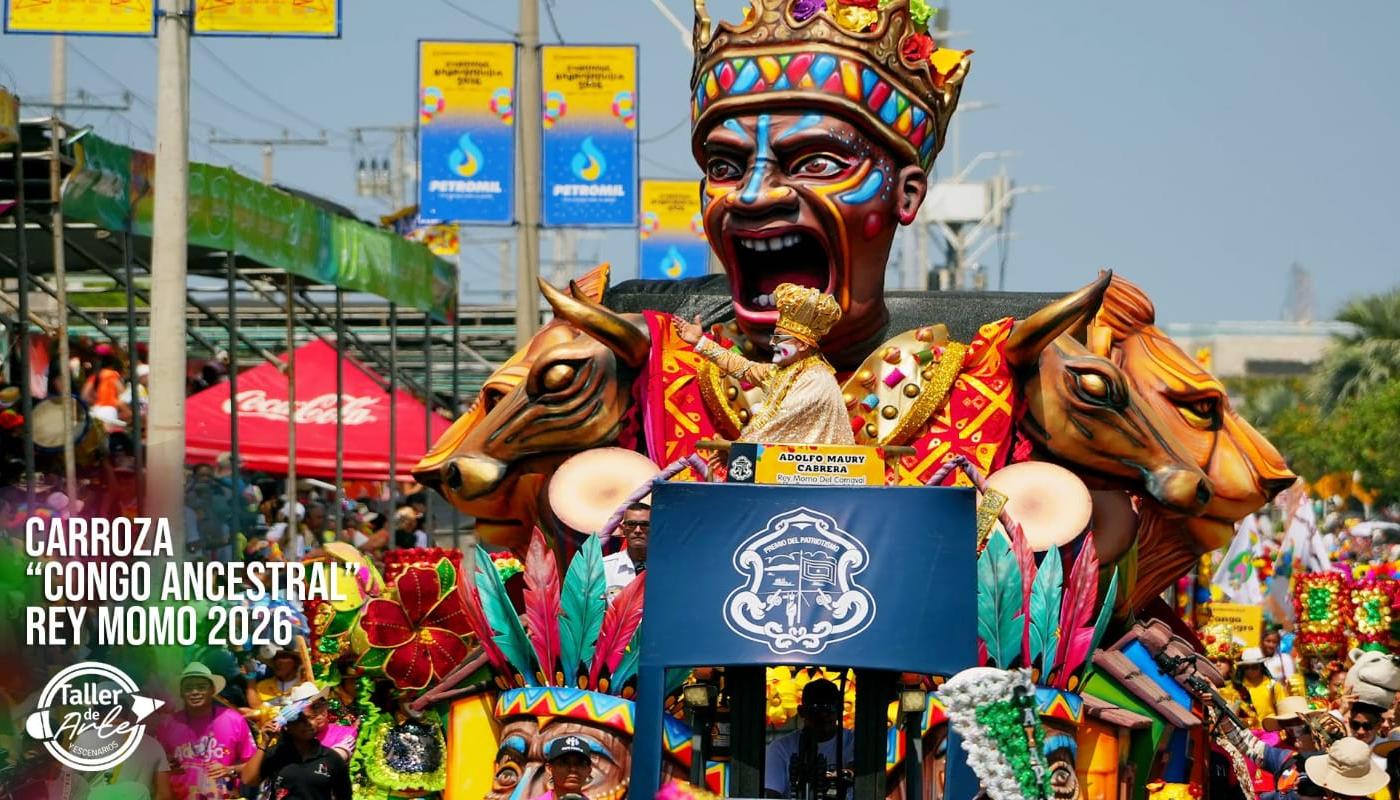 Carroza 'Congo ancestral' del Rey Momo 2026 Adolfo Maury.