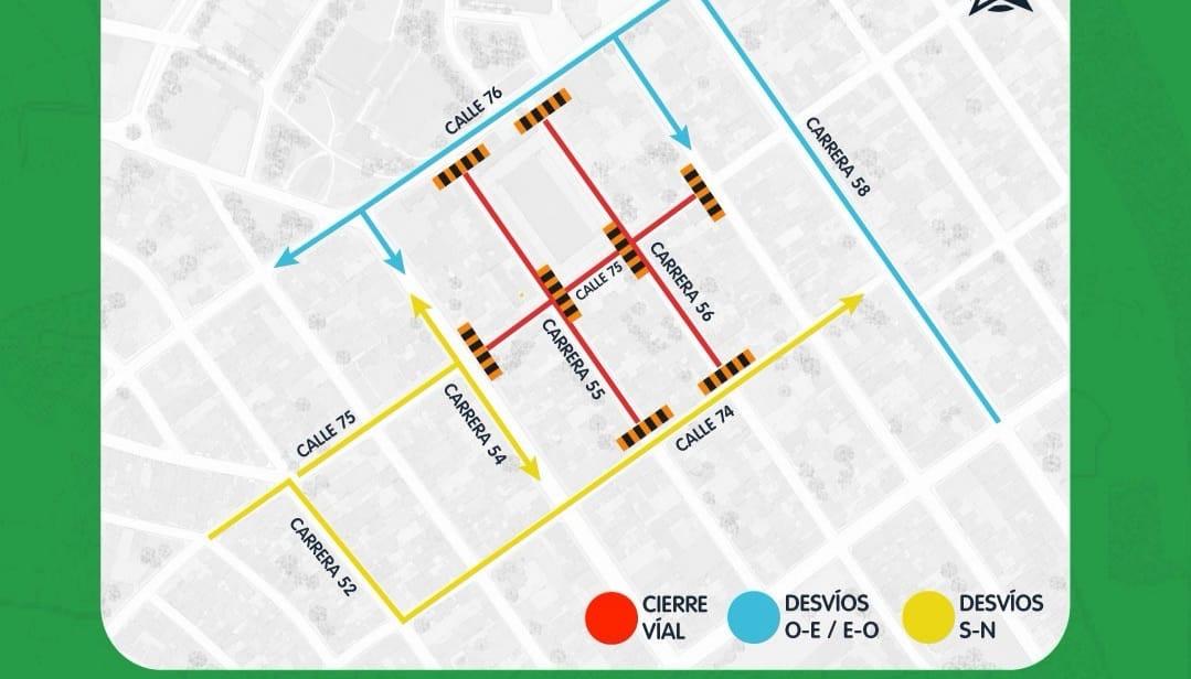 Cierres viales este miércoles 8 de septiembre en el norte de Barranquilla. 