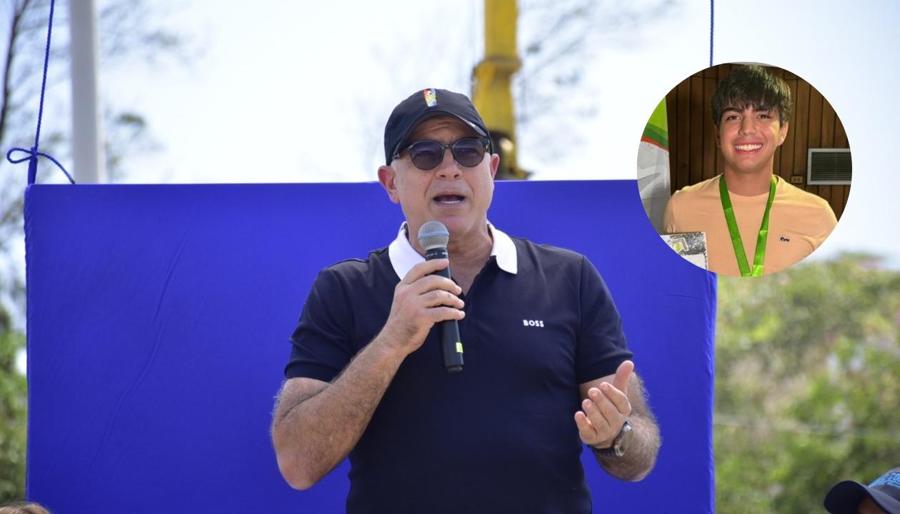 Christian Daes, COO de Tecnoglass, y el estudiante Matías Luengas Vergel.