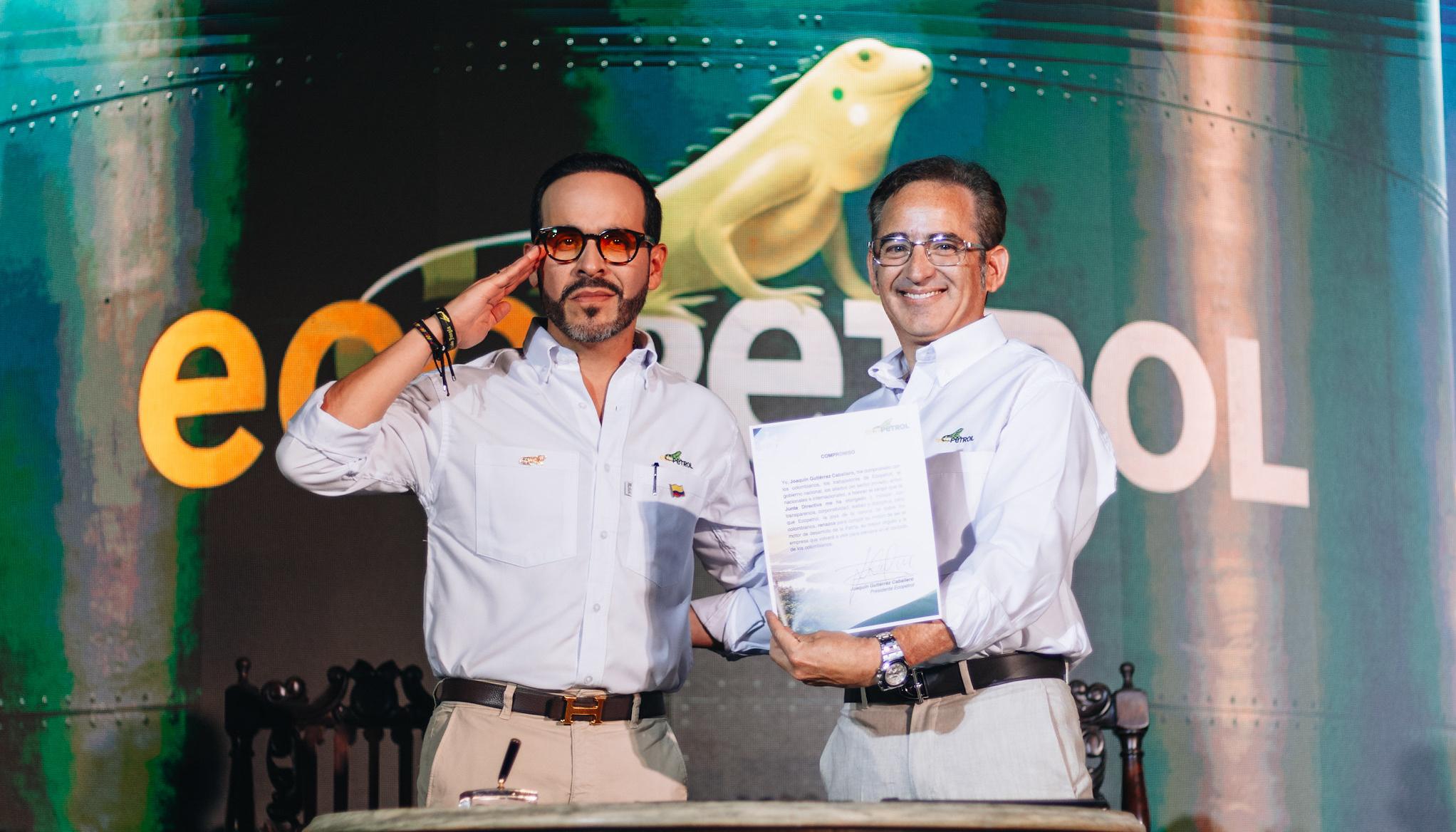 El Presidente de la República, Abelardo De La Espriella, y el presidente de Ecopetrol, Joaquín Gutiérrez.