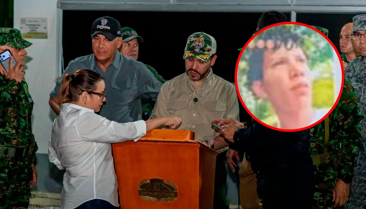 El Presidente Abelardo De La Espriella durante la rueda de prensa sobre el operativo y Ricardo Andrés Rodríguez Martínez, uno de los abatidos.