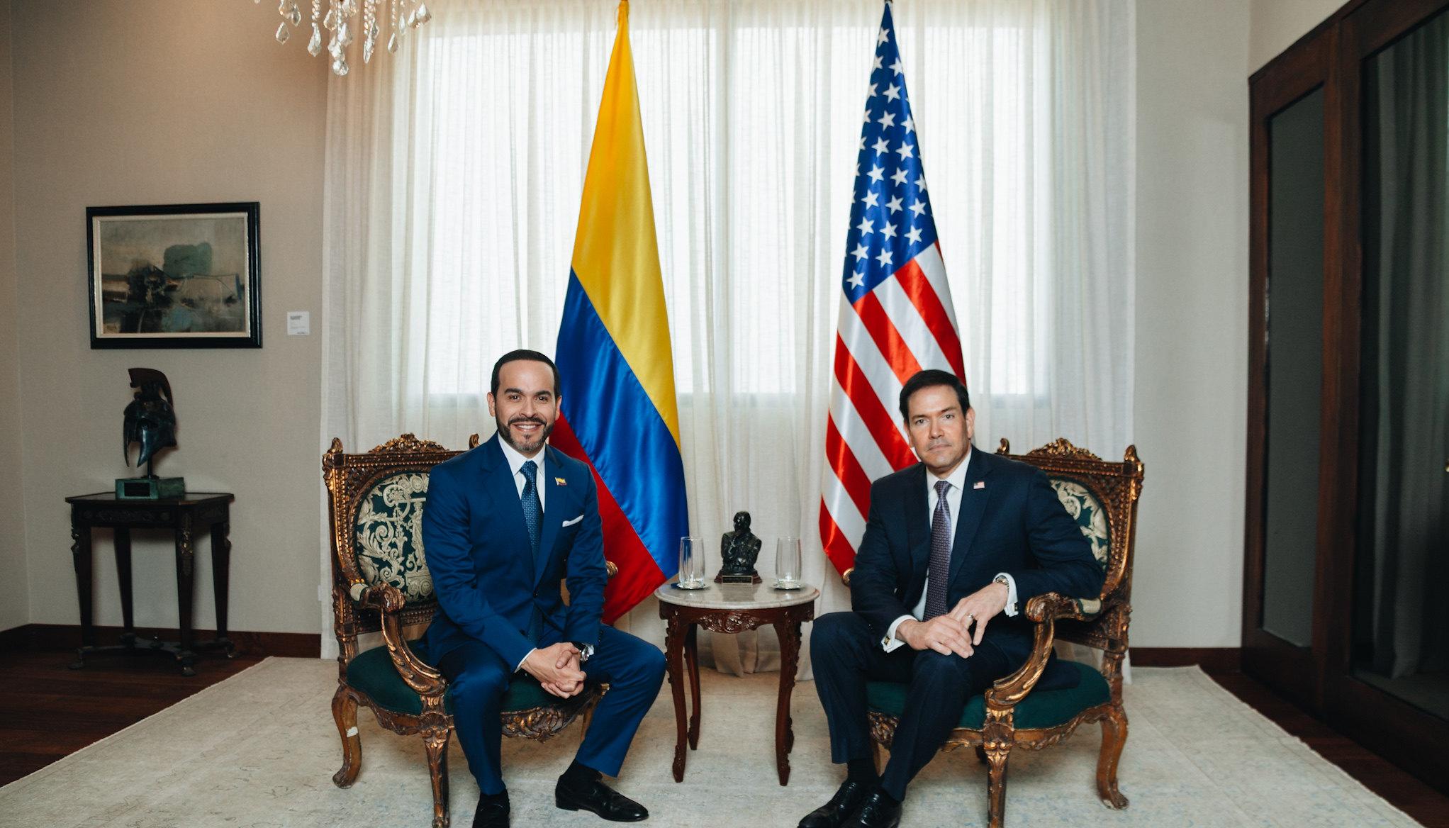 El Presidente Abelardo De La Espriella y el Secretario de Estado de EE.UU., Marco Rubio, durante su reunión en Barranquilla.