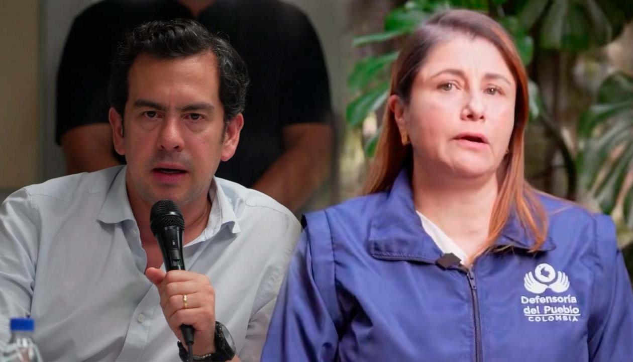 El Ministro del Interior, Rodrigo Lara y la Defensora del Pueblo, Iris Marín.