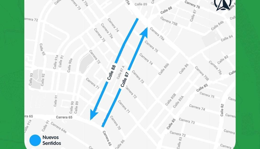 Zona del cambio de sentido en el barrio Villa Carolina. 