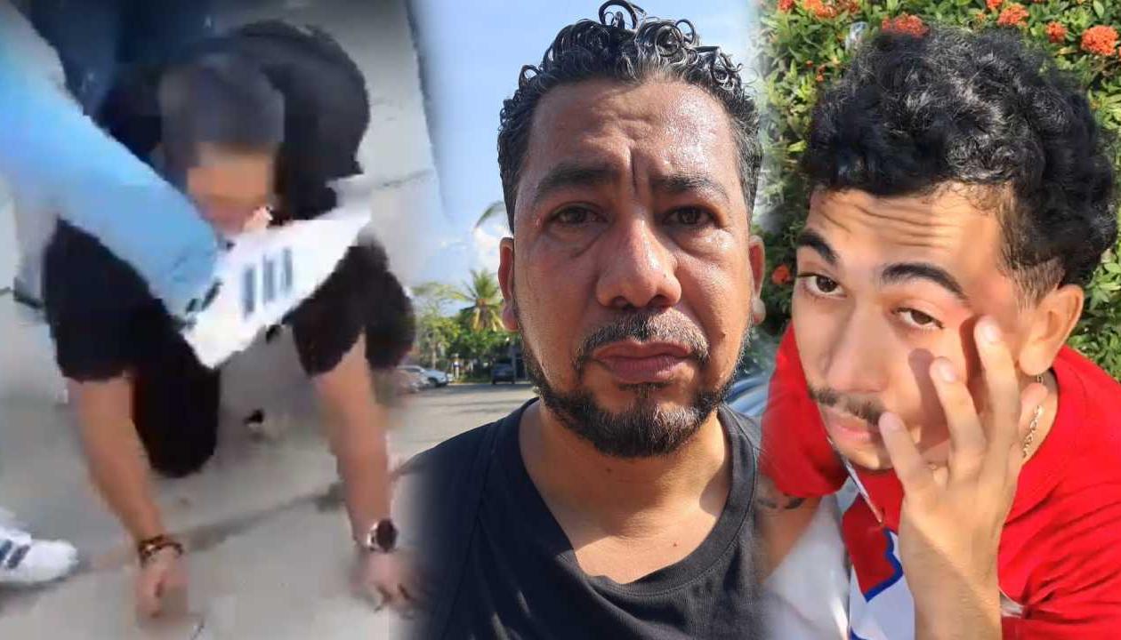 Momento en que golpean al padre del joven.