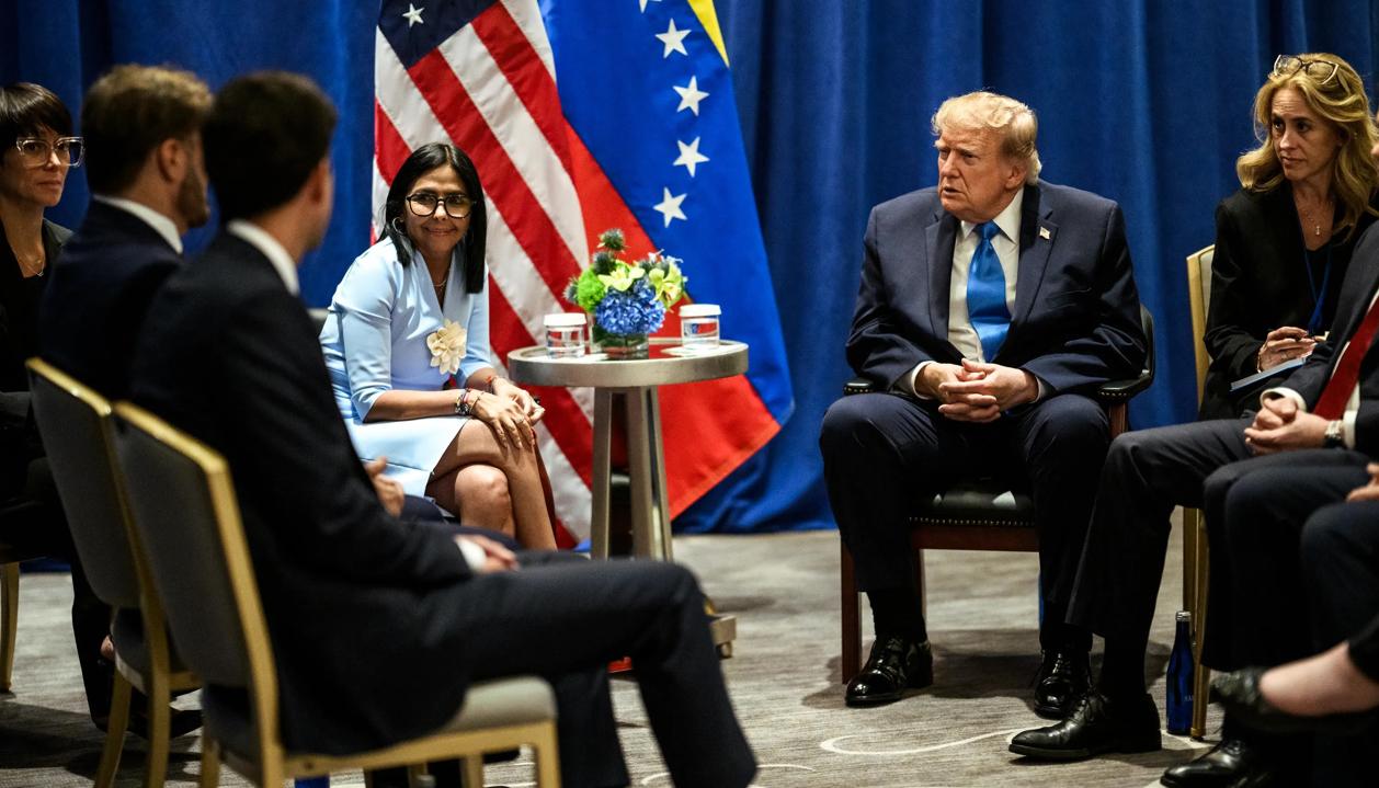 Reunión de Delcy Rodríguez y Donald Trump.