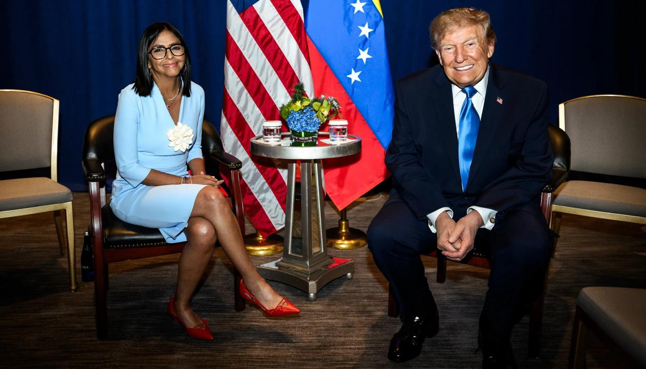 Delcy Rodríguez y Donald Trump.