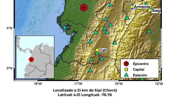 El más reciente temblor percibido este miércoles en el departamento del Chocó. 