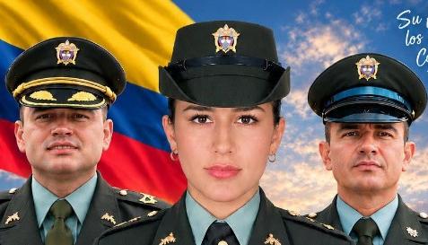 Mayor Fredy Alexis Russi González y los patrulleros Erica Tatiana Monroy Hurtado, Edison Yesid Medina Traslaviña. 