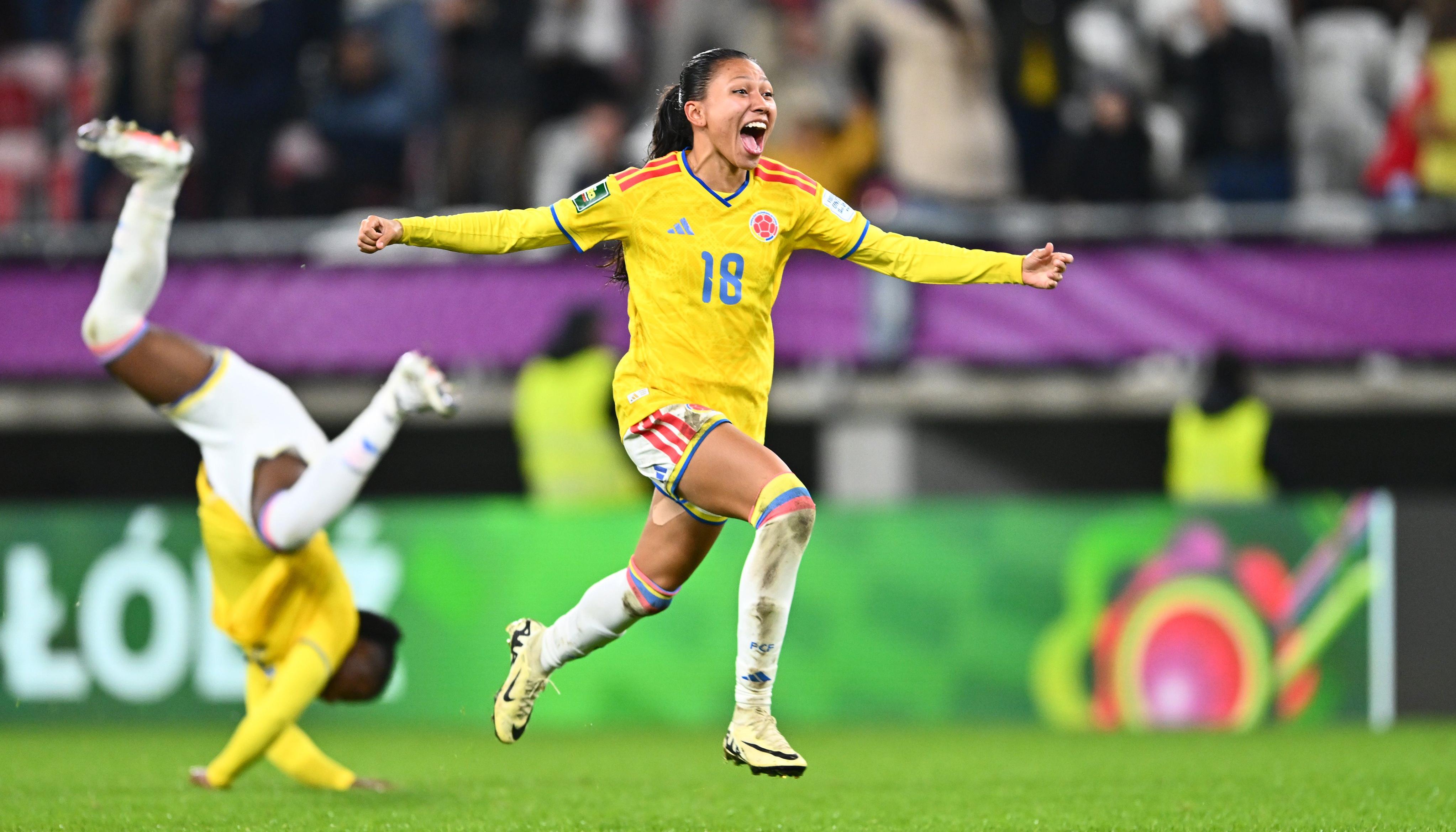 La colombiana Catalina Cortés celebra tras el triunfo sobre Italia. 