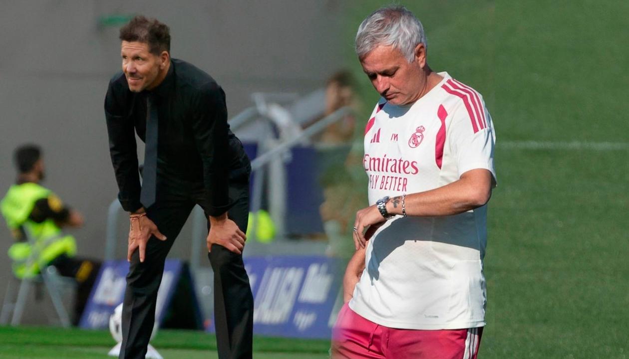 Diego Simeone y José Mourinho, entrenadores del Atlético y del Real Madrid, respectivamente.