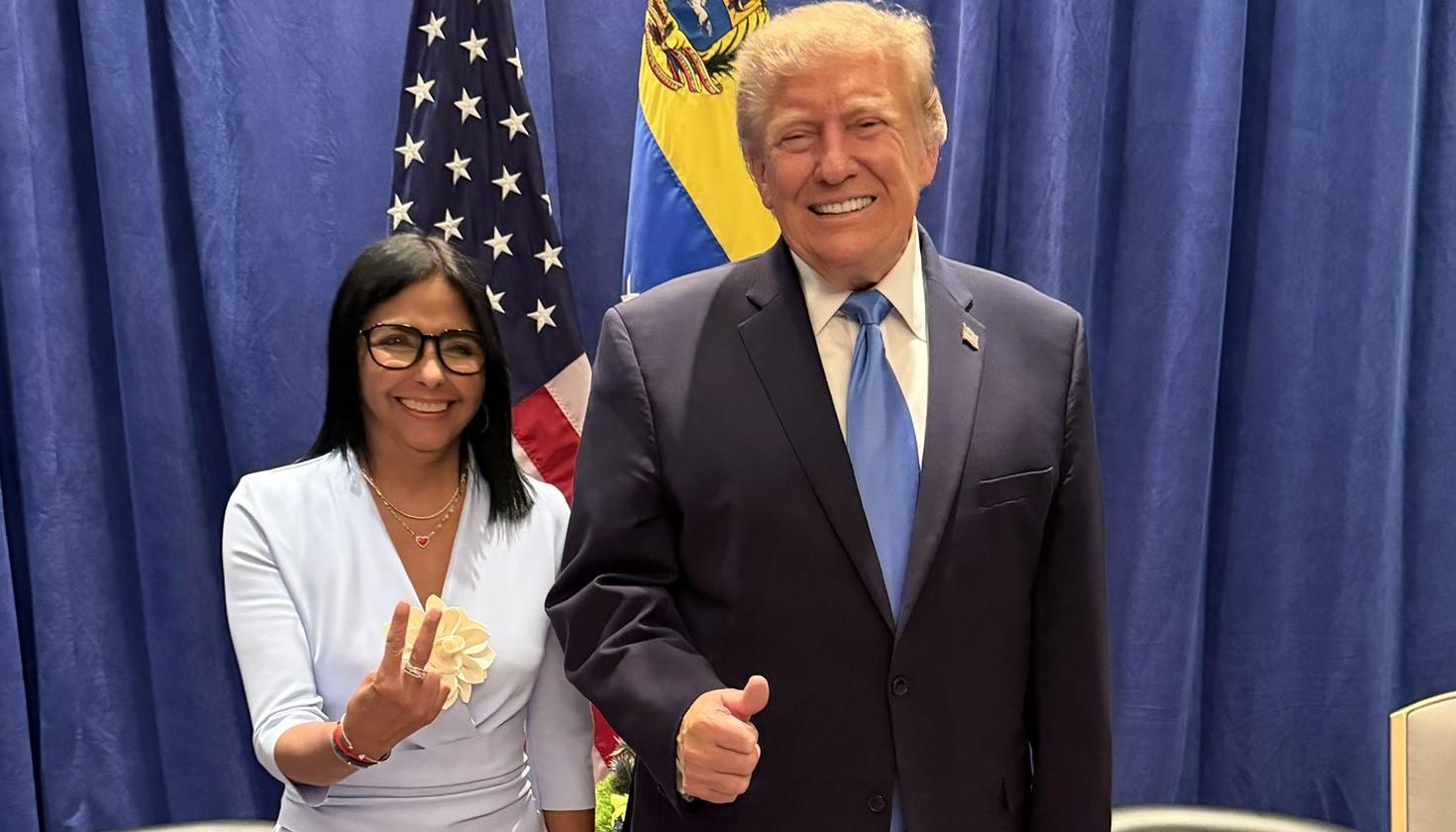 Delcy Rodríguez y Donald Trump durante su reunión en Nueva York.