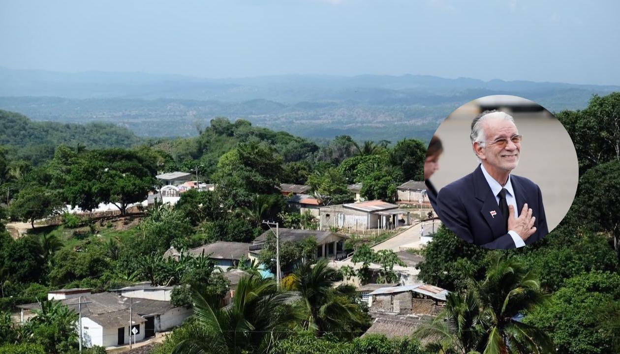 Vista del municipio de Piojó y el gobernador Eduardo Verano (círculo).