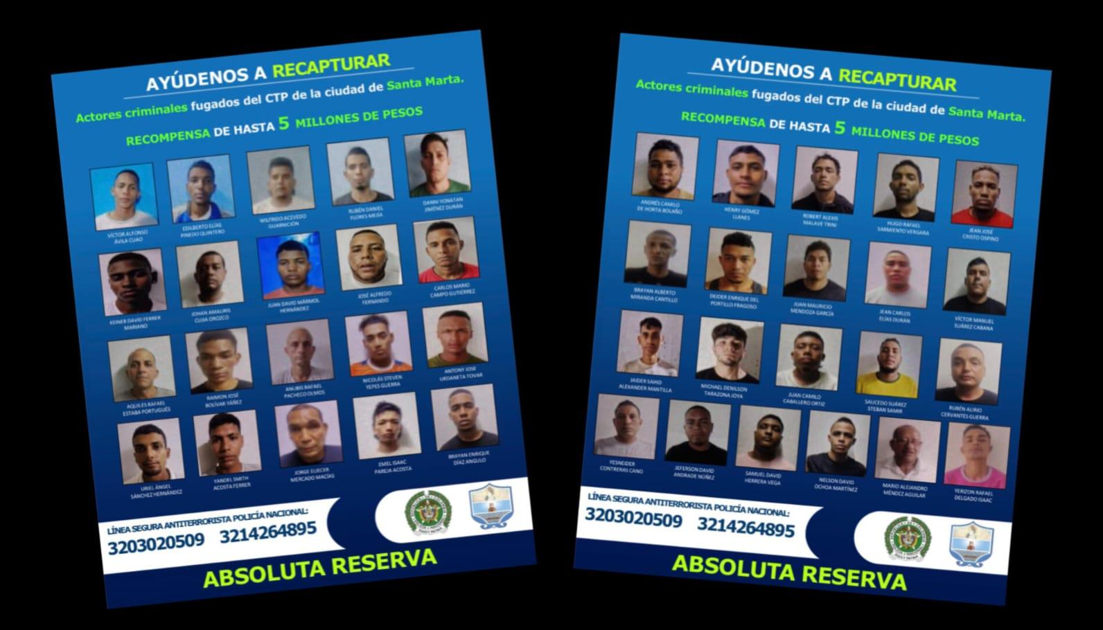 Cartel de los fugados en Santa Marta
