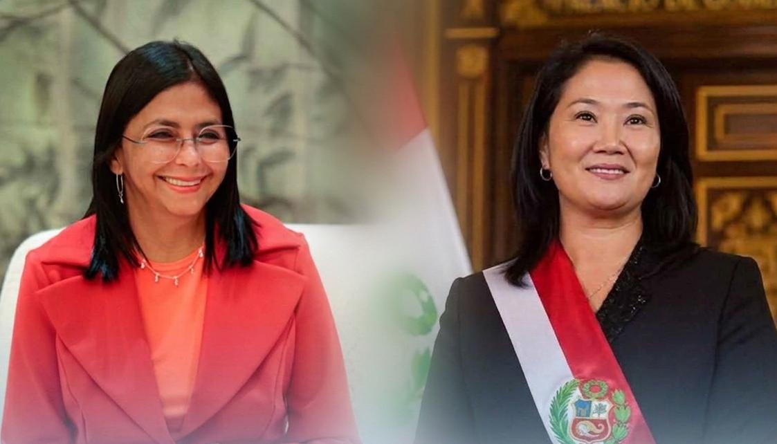 Delcy Rodríguez, presidenta de Venezuela (e) y Keiko Fujimori, presidenta de Perú.
