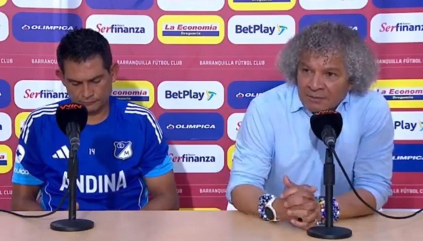 El capitán de Millonarios, David Mackalister Silva, y el técnico Alberto Gamero.
