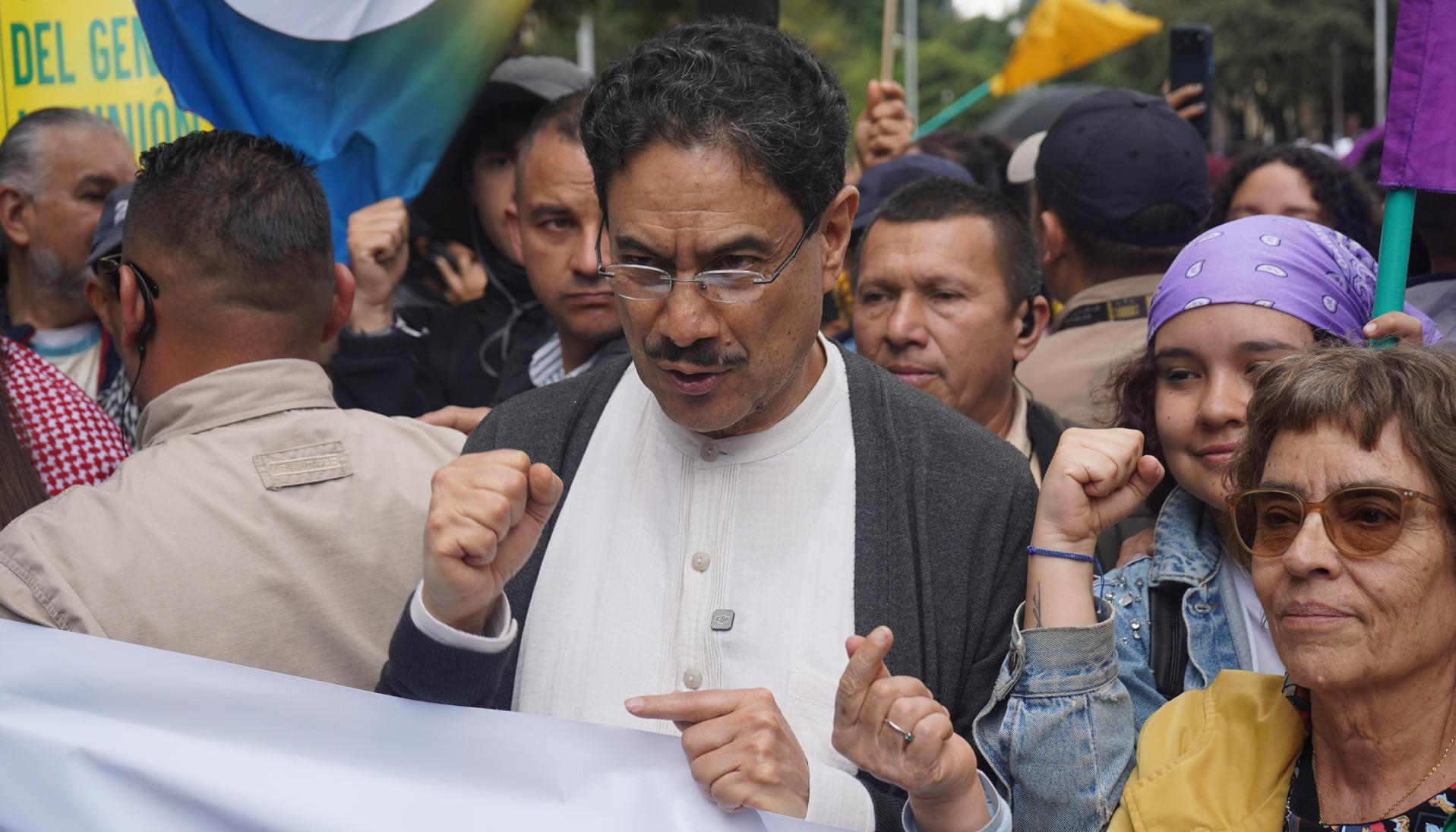 El senador Iván Cepeda, del partido Pacto Histórico durante las recientes manifestaciones.