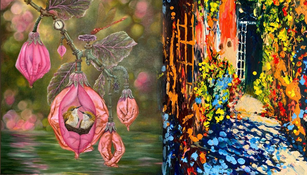 Obras de los artistas Gina Pensa y Jairo Watts. 