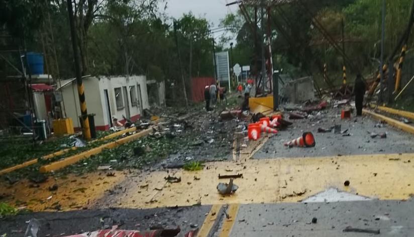 Así quedó el peaje después del atentado.