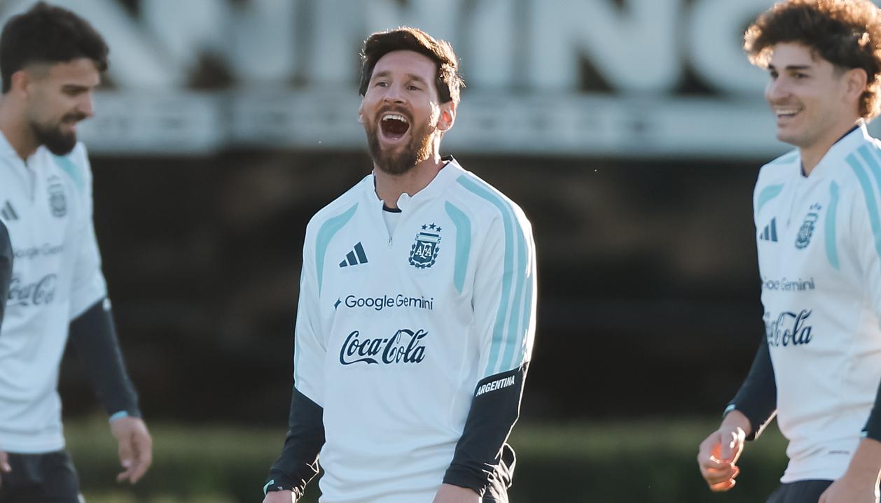 Lionel Messi durante su último entrenamiento con la Selección Argentina. 