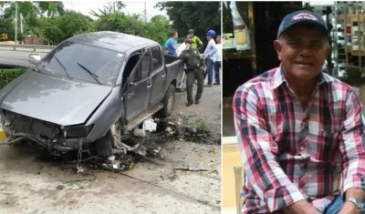 Así quedó la camioneta en la que se accidentó el docente Etiel Augusto Morales Fontalvo, quien falleció ayer cuando era atendido en una clínica.
