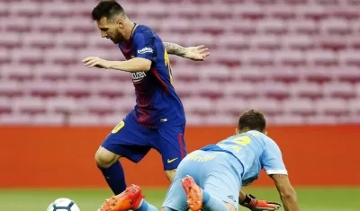 Lionel Messi en acción del partido. 
