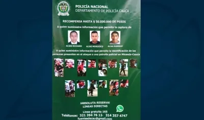 Afiche divulgado por el Ministerio de Defensa y la Policía Nacional.
