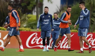 Lionel Messi durante el entrenamiento. 