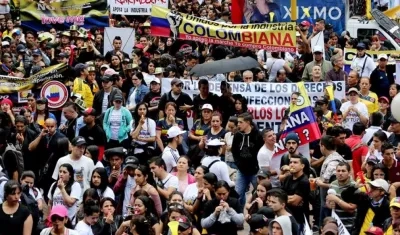 Protesta de Textileros en Bogotá