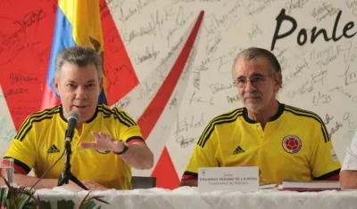 El Presidente Santos y el Gobernador Verano, durante la declaración a la prensa.