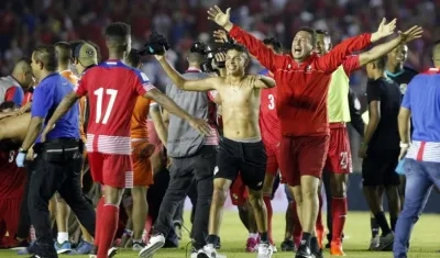 Jugadores de Panamá celebrando la clasificación al Mundial.