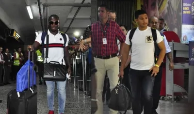 Yimmi Chará y Teófilo Gutiérrez llegaron de Lima esta mañana. 