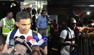 Teófilo Gutiérrez y Yimimi Chará llegaron a Barranquilla. 