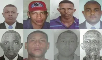 De izquierda a derecha, Brayan Badillo Barrios, Jesús Rodríguez Arévalo, Leider Eduardo Pérez Castro, Damián Jiménez Rivera, Alexander Bolívar Martínez, Iván Pérez Carvajalino, Habibb Gutiérrez Silvera y Ricardo Pérez Narváez.